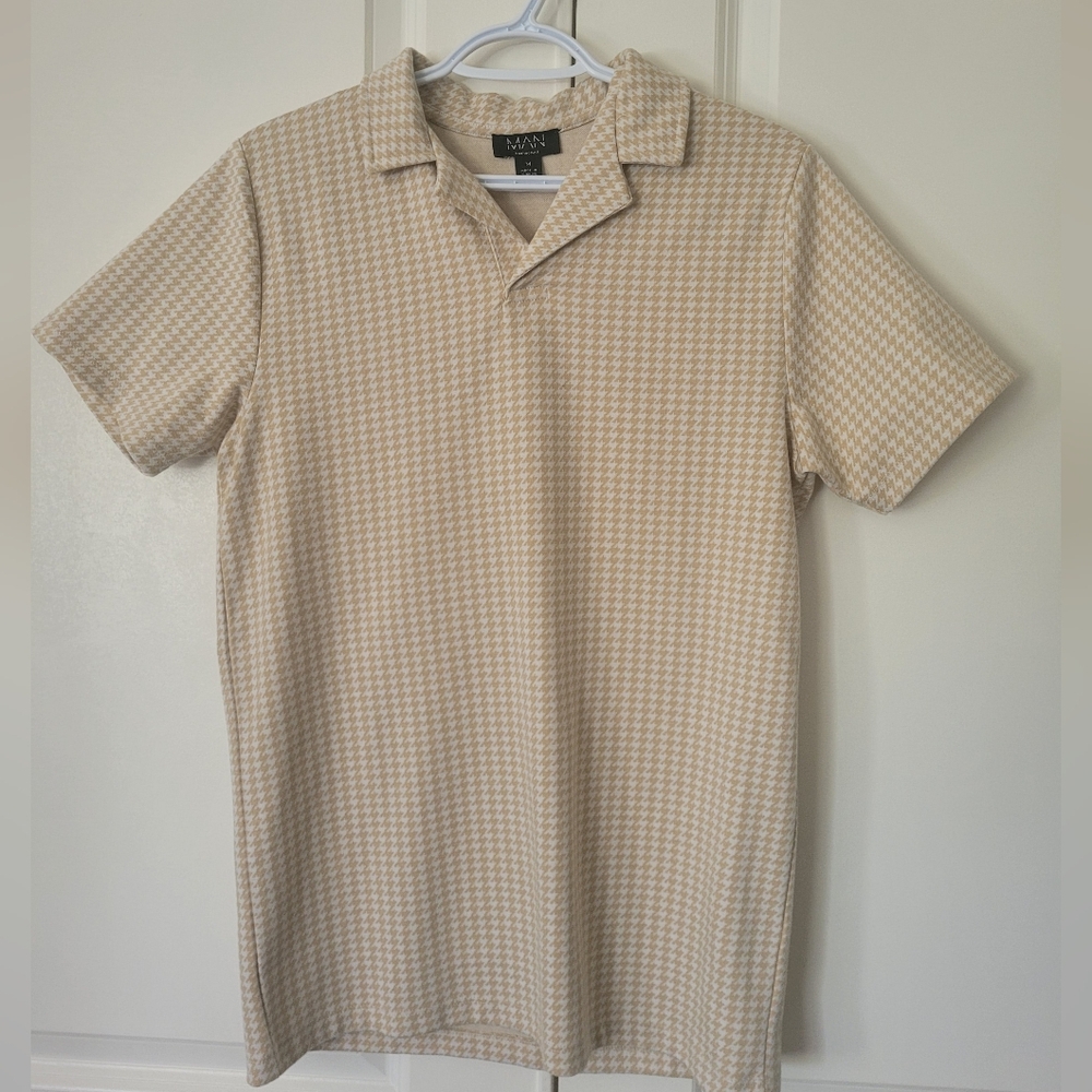 Tan Houndstooth Top Man Men's Shirt